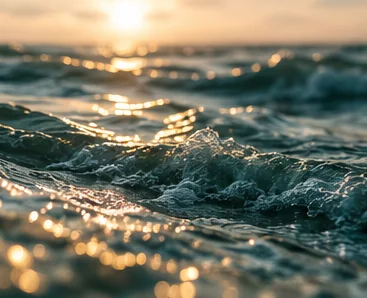 Ocean waves at golden hour
