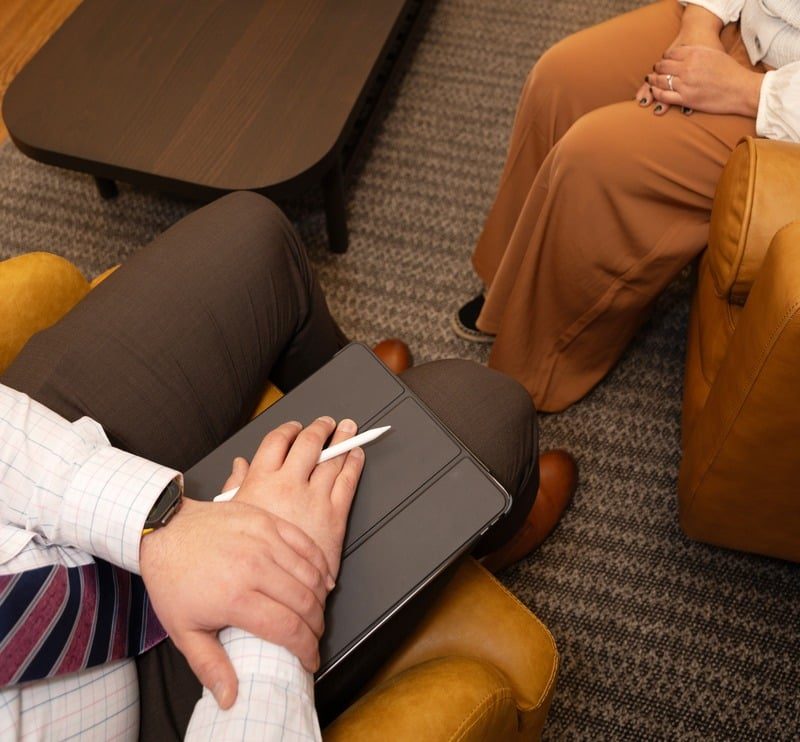 Clinician and patient during a consultation
